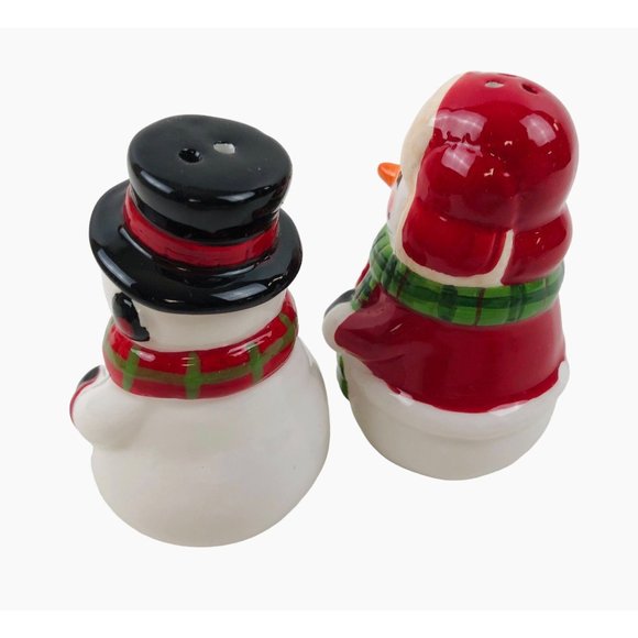 Vintage Snowman Salt Pepper Shaker Set Primitive Winter Christmas Table Decor - Picture 6 of 10